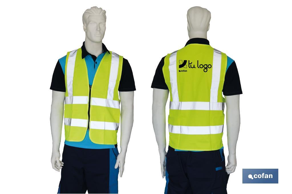 Gilet jaune de haute visibilité I Avec fermeture éclair I Plusieurs tailles disponibles - Cofan